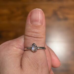 Elegant Silver Teardrop Ring with Moonstone